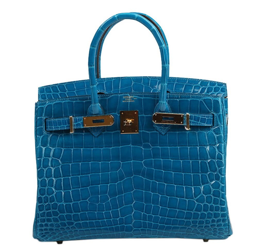 HermesBirkin 30 Bag Blue Izmir Crocodile