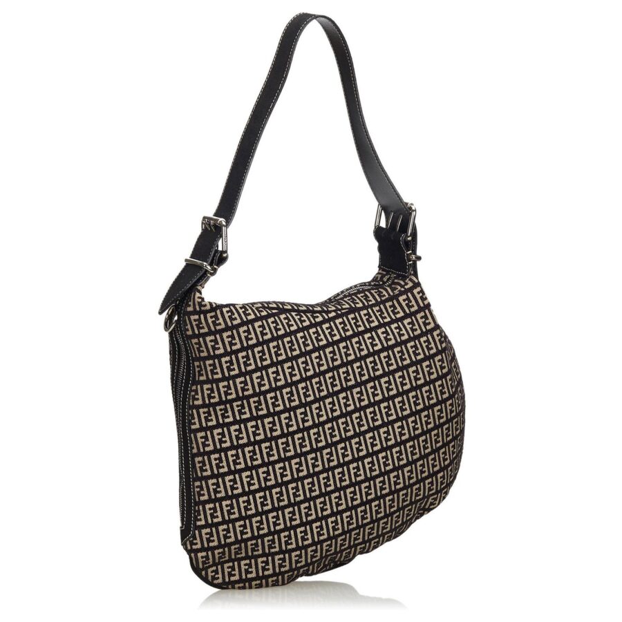 Fendi Zucchino Canvas Oyster Bag Black Grey | Studio Nafay
