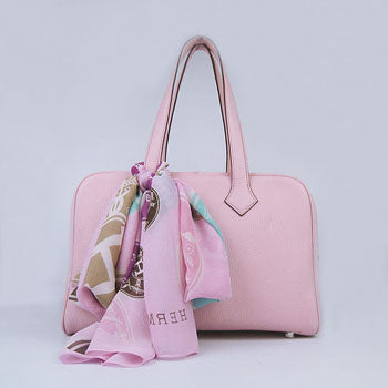 Luxury Hermes Togo leather handbag pink