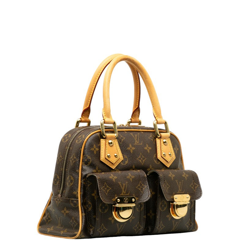 Louis Vuitton Monogram Manhattan PM Handbag Brown PVC Leather Louis Vuitton
