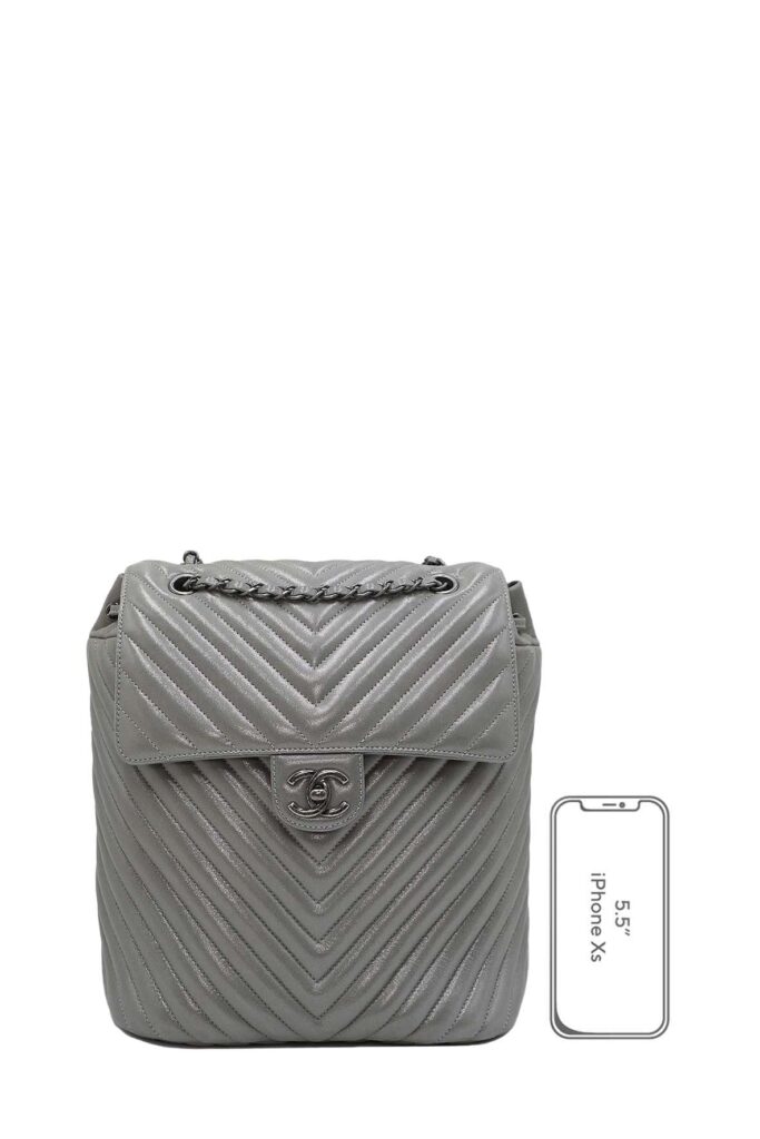 Chevron Urban Spirit Backpack in Iridescent Calfskin Leather Silver - Product Image 2