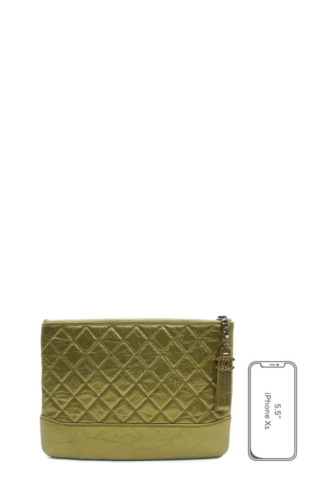 Large Gabrielle O Case Clutch Quilted Iridescent Calfskin Gold - Product Image 2