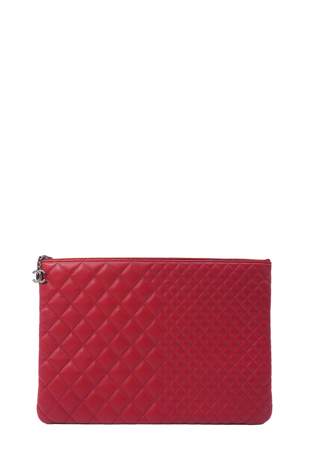 Large Quilted O-Case Clutch Red