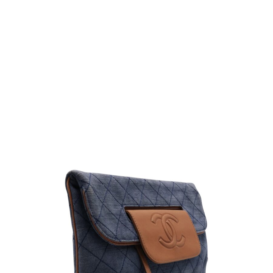 Quilted CC Denim Clutch Blue Brown | Studio Nafay