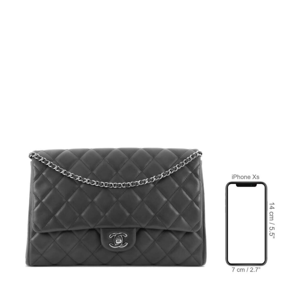 Quilted Lambskin Clutch on Chain Dark Grey | Studio Nafay