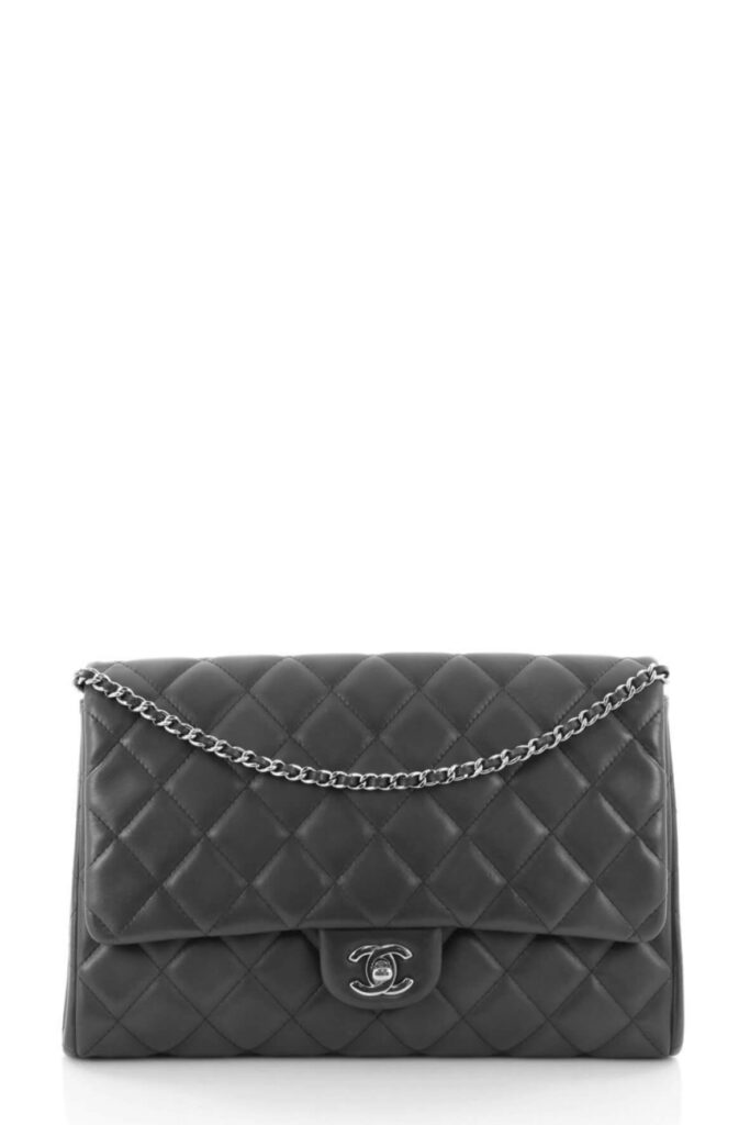 Quilted Lambskin Clutch on Chain Dark Grey - Product Image 2