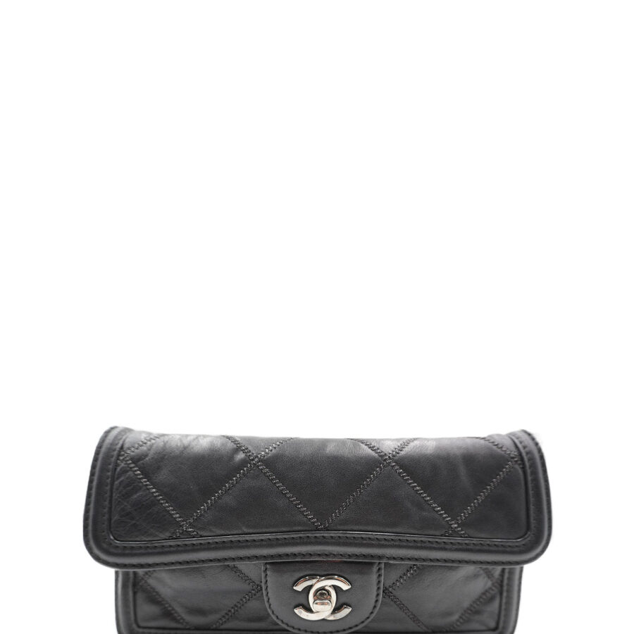Stitched Mini Flap Black Calfskin SHW Black | Studio Nafay