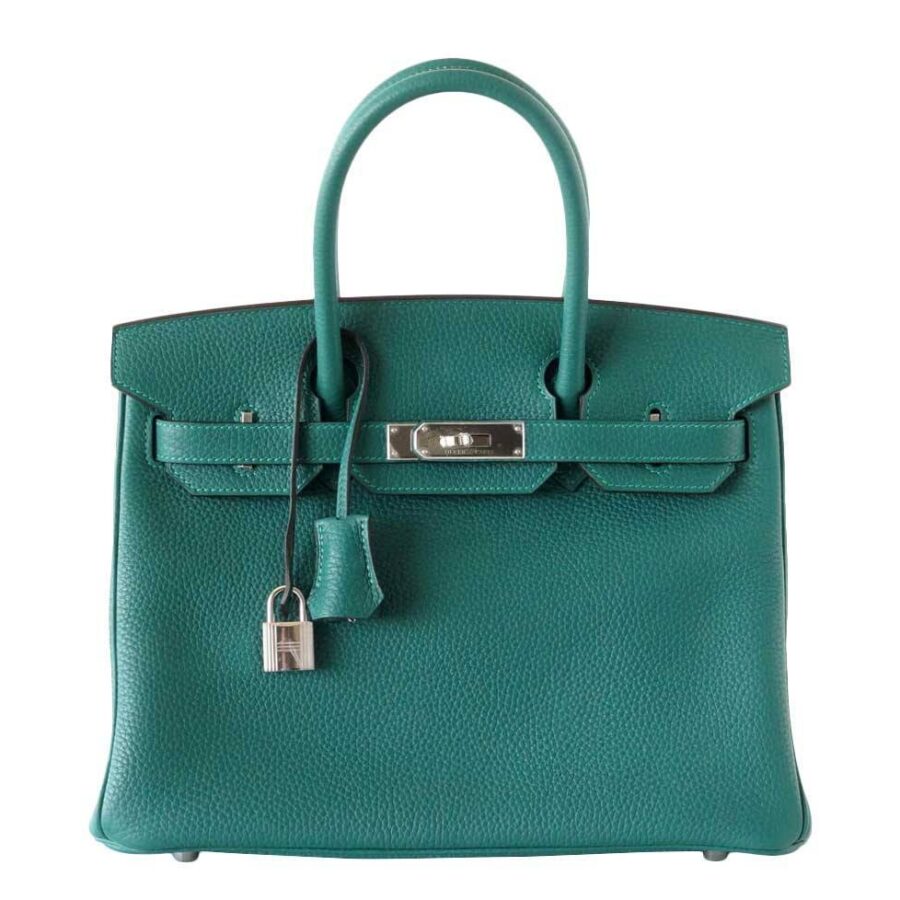 HermesBirkin 30 Malachite Clemence Leather Bag | Studio Nafay