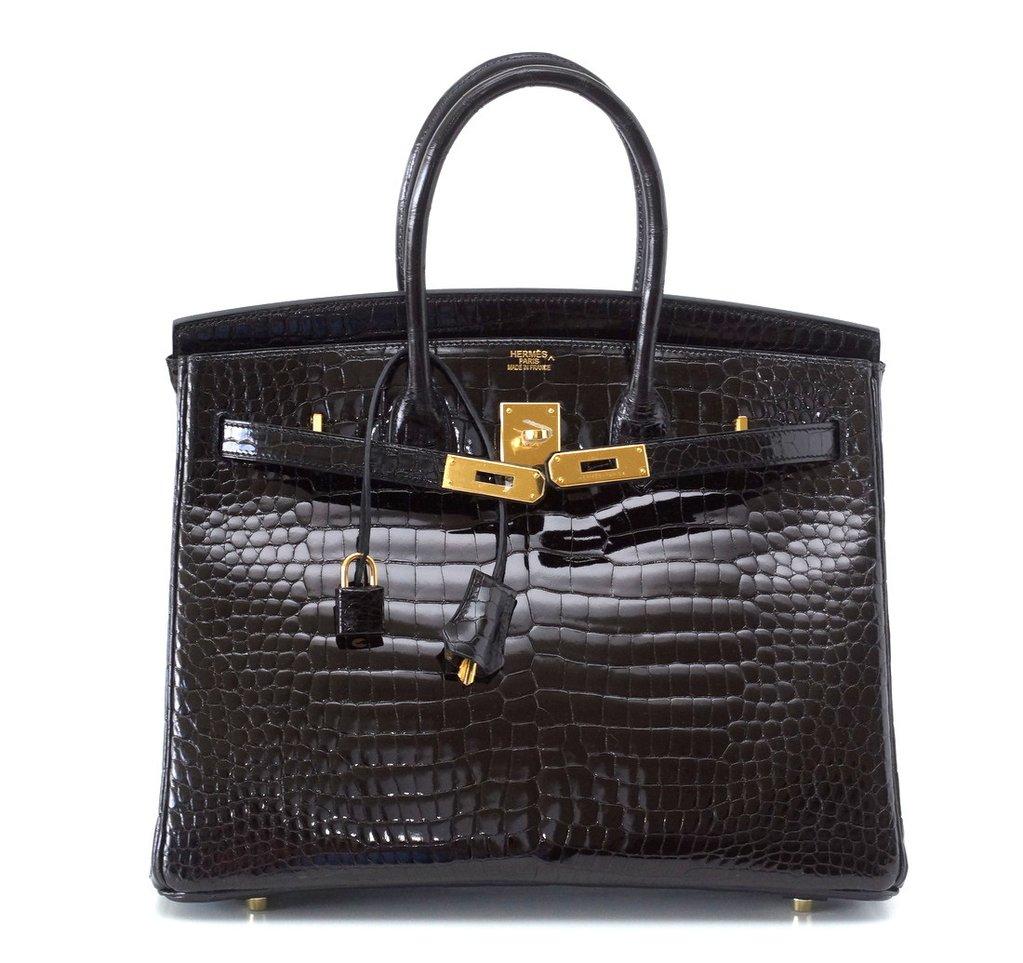 HermesBirkin 35 Porosus Crocodile Noir GHW Bag