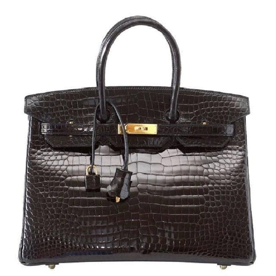 HermesBirkin 35 Porosus Crocodile Noir GHW Bag | Studio Nafay