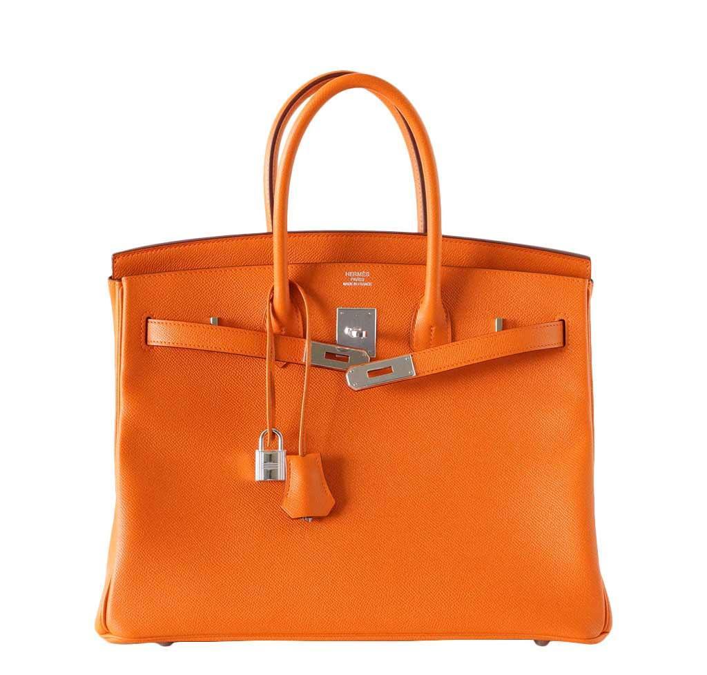 HermesBirkin 35 H Orange Bag Epsom PHW
