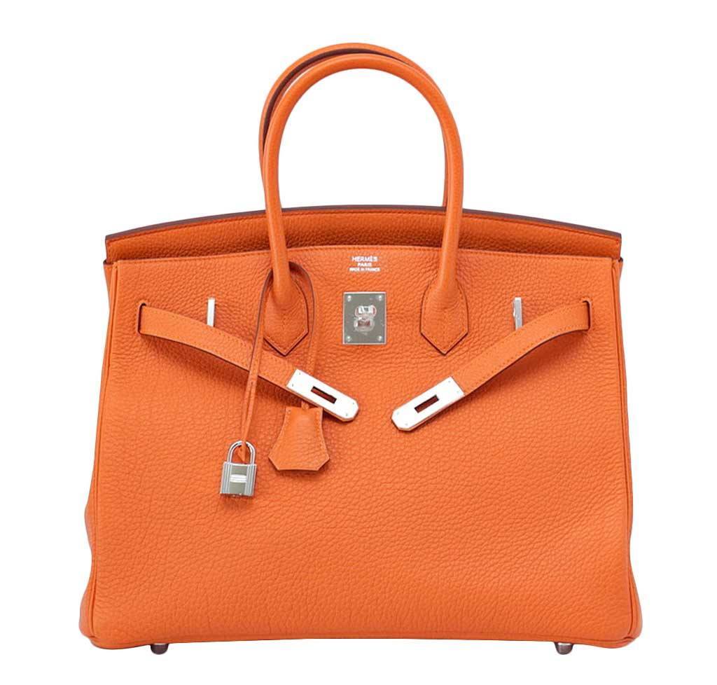 HermesBirkin 35 H Orange Togo Bag