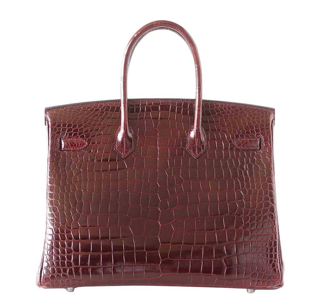HermesBirkin 35 Bordeaux Porosus Crocodile Bag