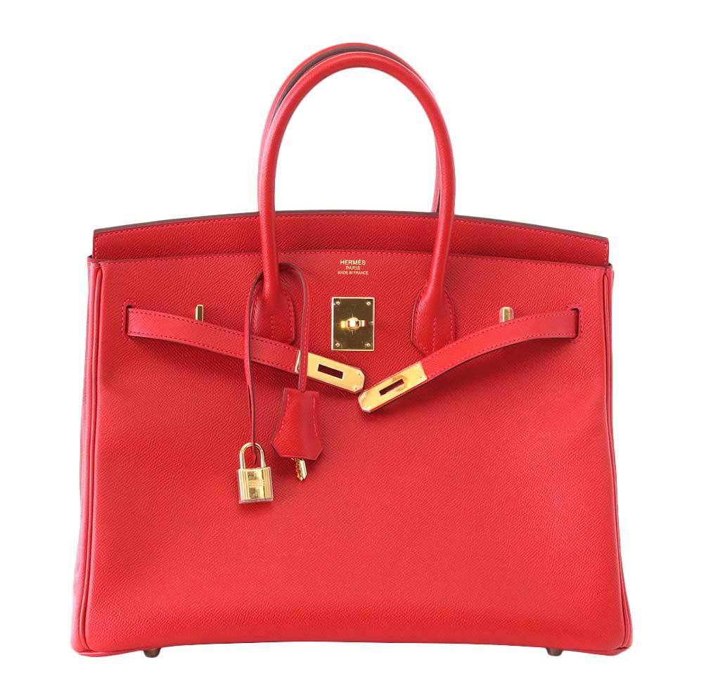 HermesBirkin 35 Rouge Casaque Epsom Bag GHW