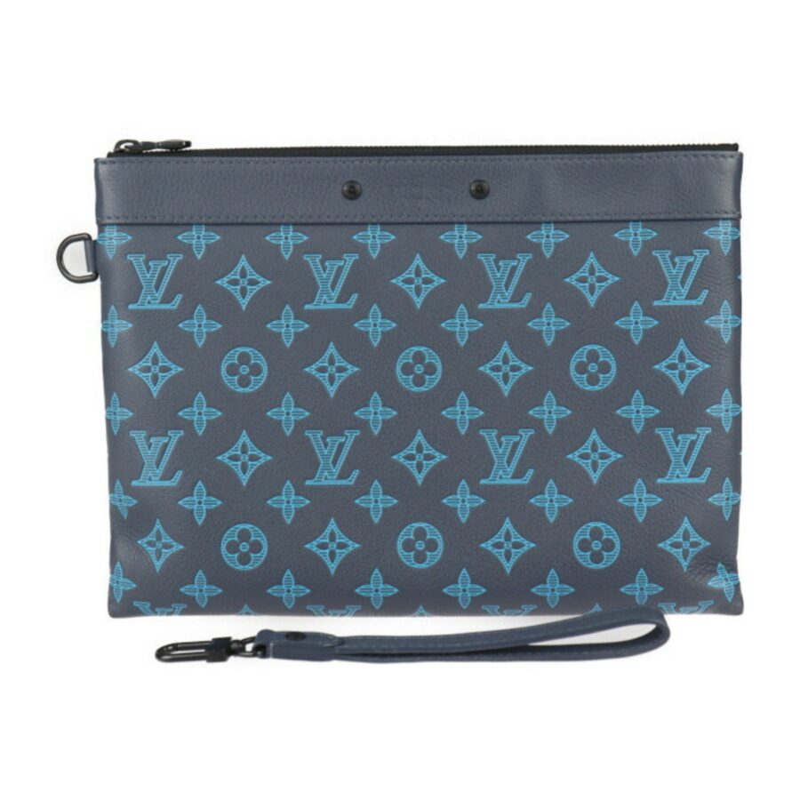 Louis Vuitton Navy Leather Clutch Bag Handbag Pochette Pouch ( ) | Studio Nafay