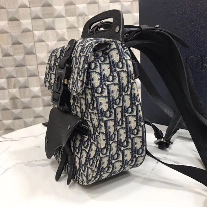 Dior Mini Saddle Backpack In Blue Oblique Jacquard | Studio Nafay