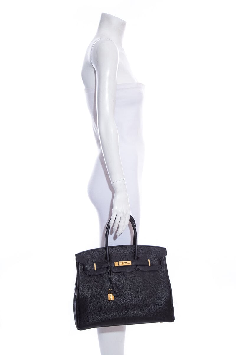 Hermes2018 Noir Clemence 35cm Birkin Handbag W/ Gold HW