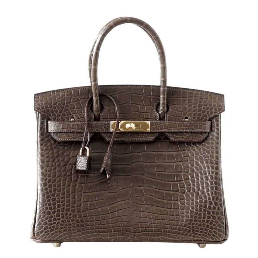 HermesBirkin 30 Gris Elephant Matte Alligator Bag | Studio Nafay