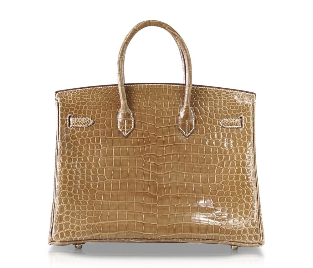 HermesBirkin 35 Ficelle Porosus Crocodile Bag GHW