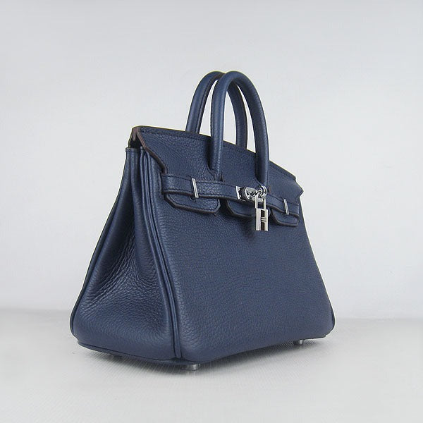 Hermes Birkin 25cm Handbag 6068 dark blue silver | Studio Nafay