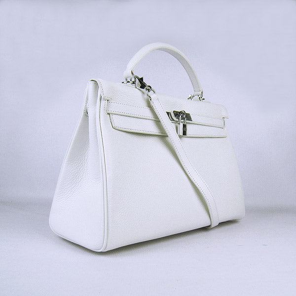 Luxury Hermes Kelly 35cm Togo Leather Handbag White/Silver | Studio Nafay