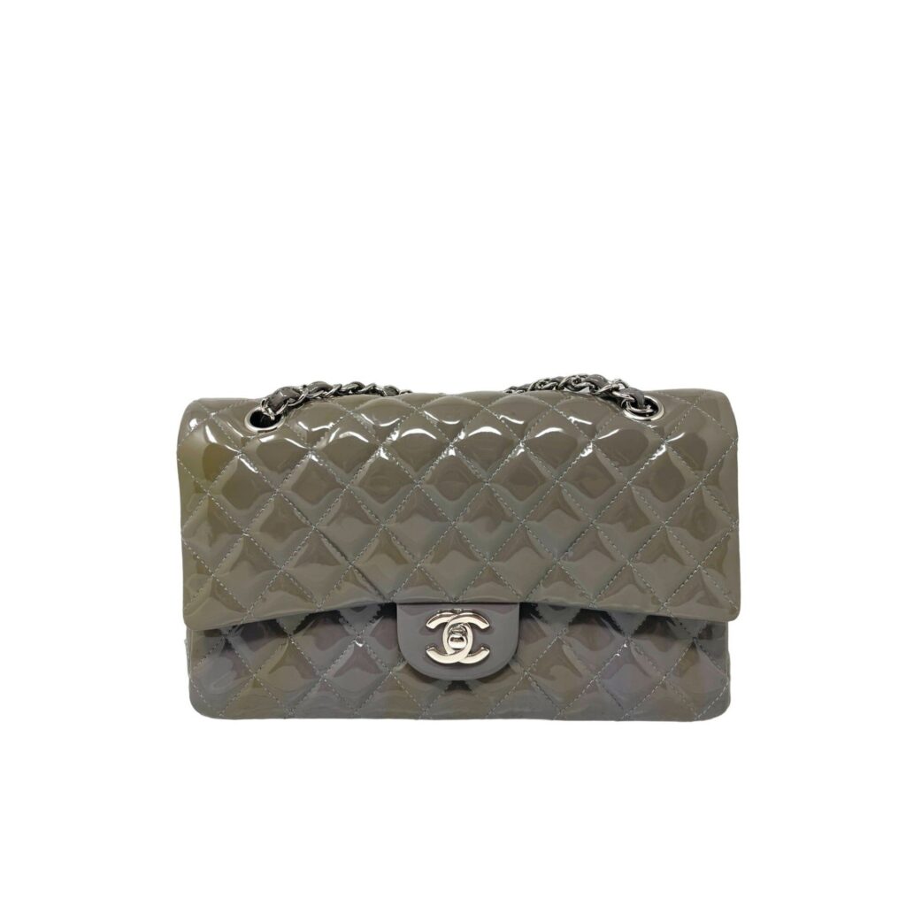 CHANEL Chanel Classic Patent Medium Double Flap Bag - Grey - Product Image 2