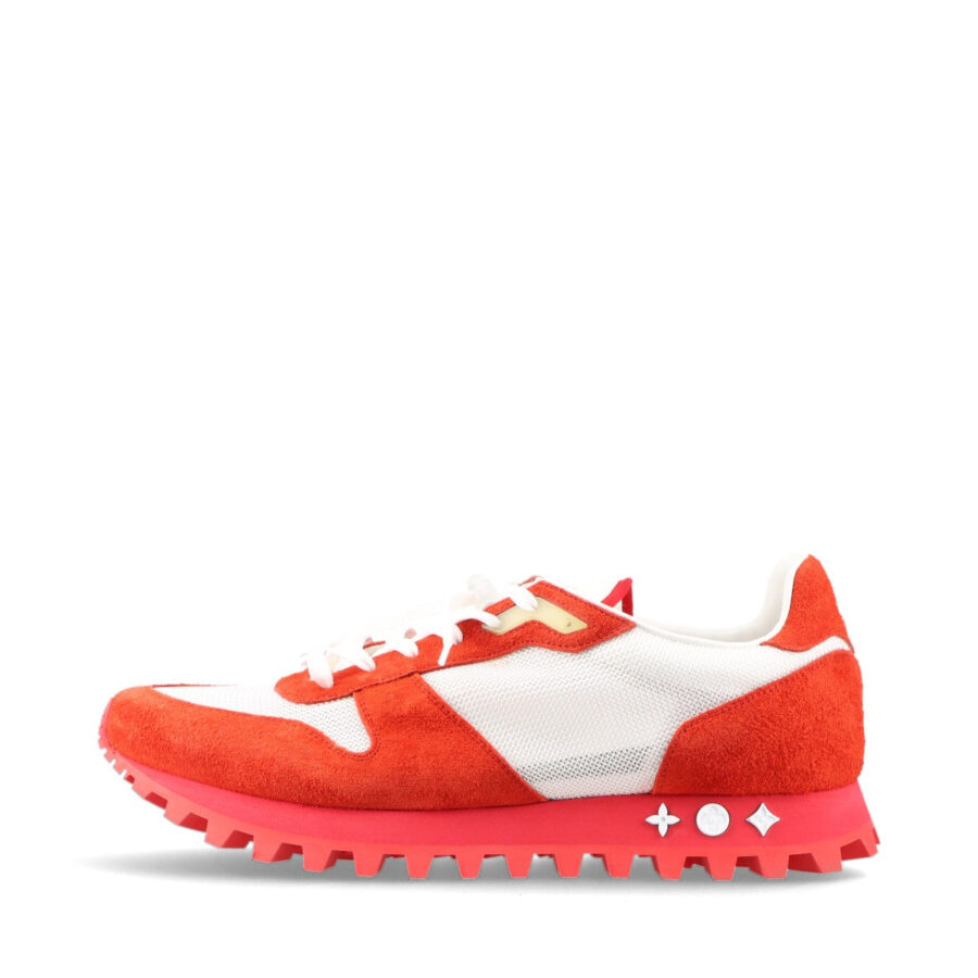 Louis Vuitton LV Runner Line 18 Years Mesh x Swed Trainers UK11 Men Red x White LV Logo Code Stopper | Studio Nafay