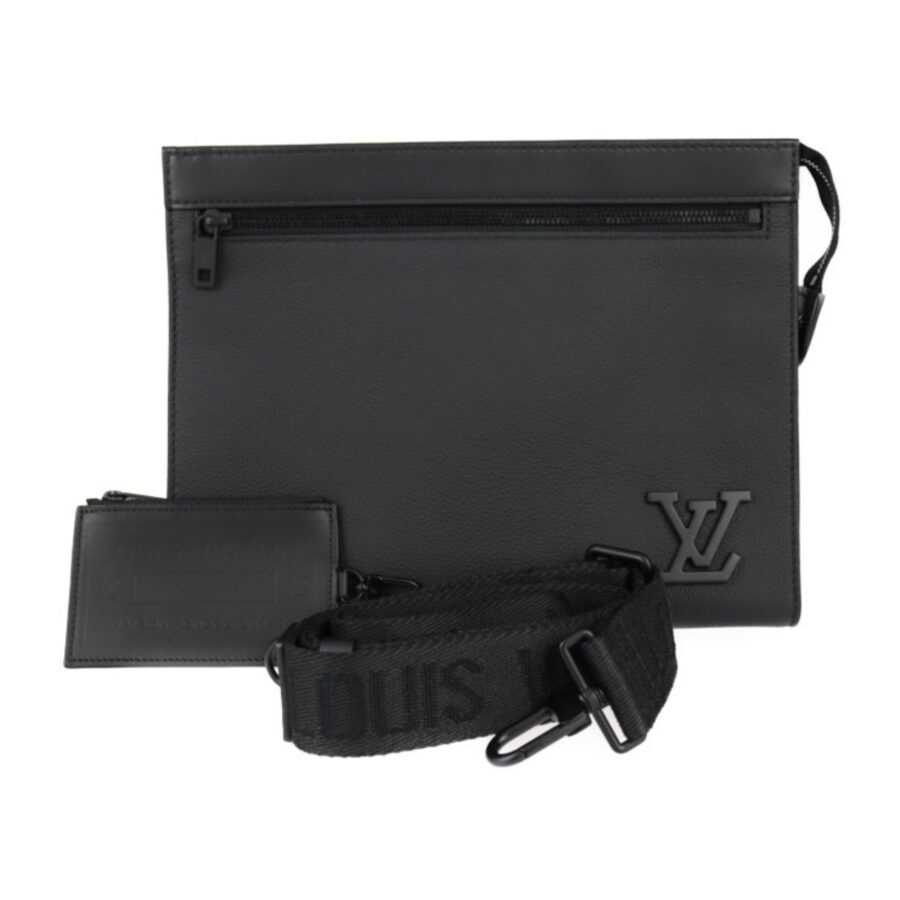 Louis Vuitton Leather Clutch Bag Handbag Shoulder Bag