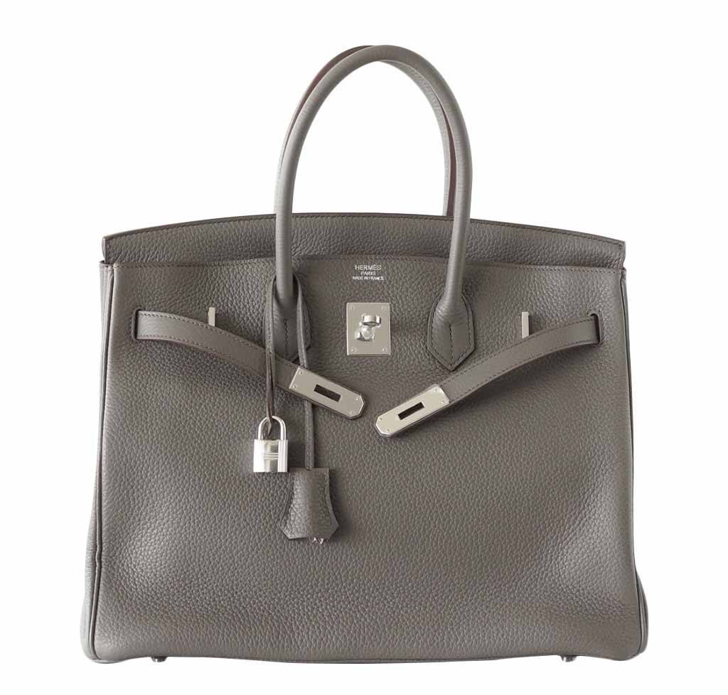 HermesBirkin 35 Etain Clemence Bag
