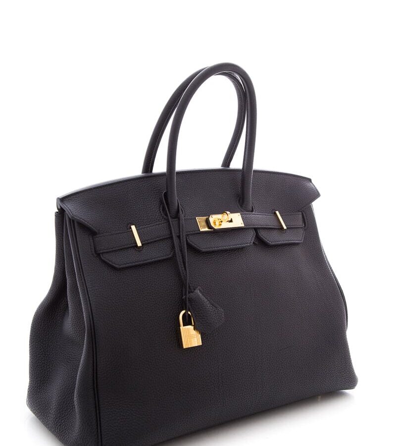 Hermes2018 Noir Clemence 35cm Birkin Handbag W/ Gold HW | Studio Nafay