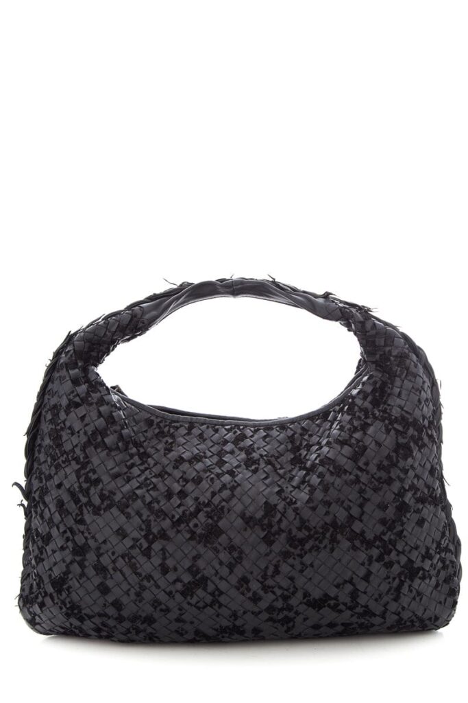 Bottega Veneta Black Intrecciato Leather & Velvet Handbag - Product Image 2