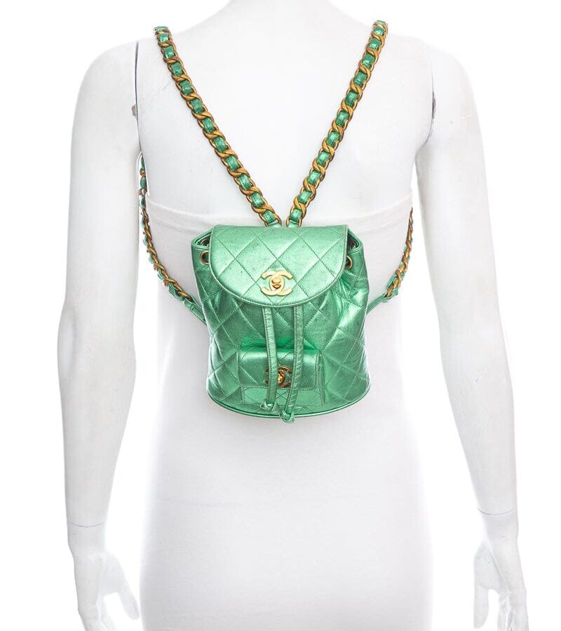 Chanel Metallic Green Mini Duma Backpack | Studio Nafay