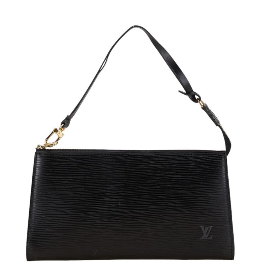 Louis Vuitton Noir Cuir Ombre Leather Handbag Pochette Pouch