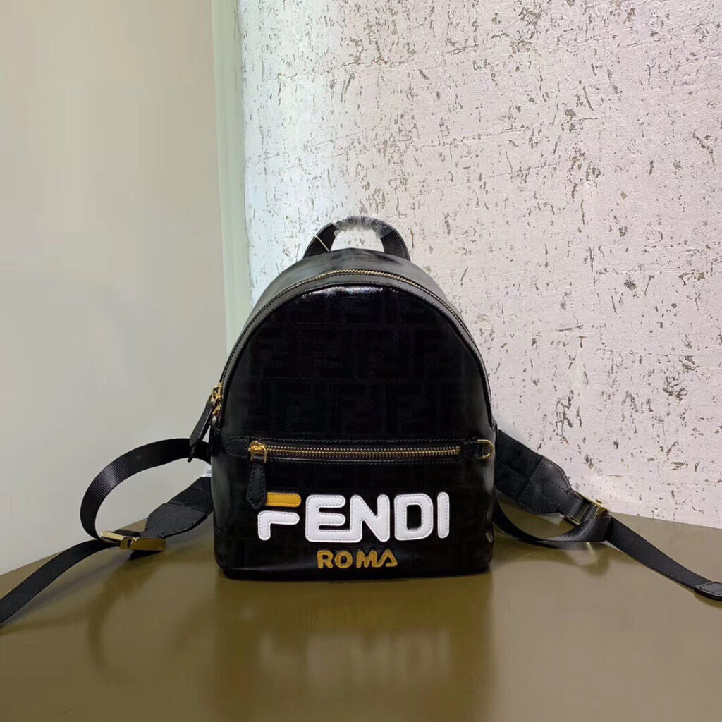 Fendi Black Glazed Fabric Mini Backpack - Product Image 2