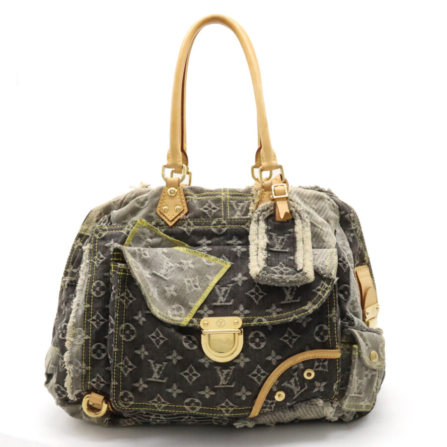 Louis Vuitton Monogram Denim Patchwork Bowie Shoulder Bag Boston Gray Bag | Studio Nafay