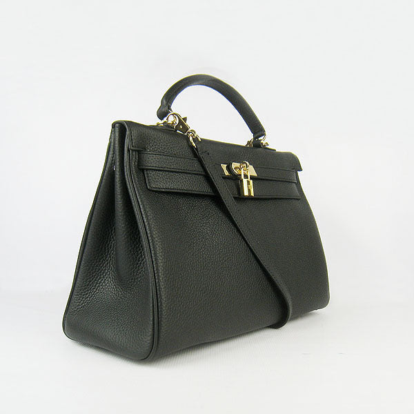 Luxury Hermes Kelly 35cm Togo Leather Handbag Black/Golden | Studio Nafay