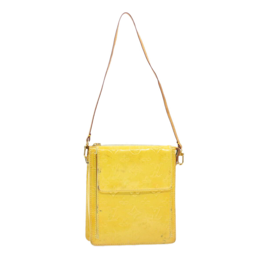 LOUIS VUITTON Monogram Vernis Motto Pouch Yellow LV Auth am016g | Studio Nafay