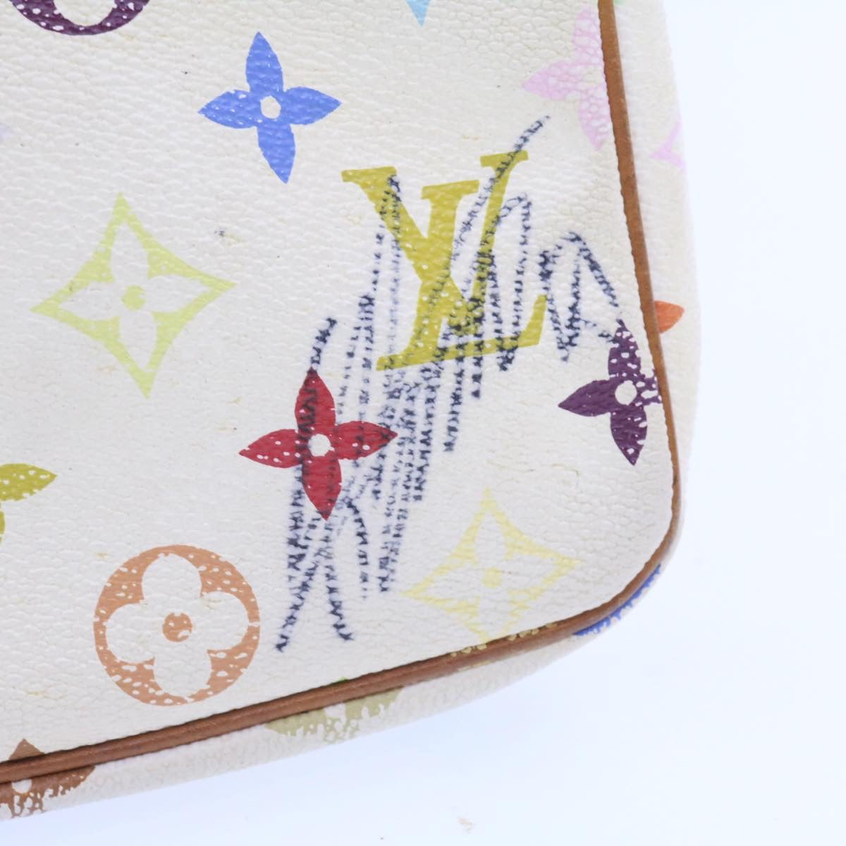 LOUIS VUITTON Multicolor Pochette Accessoires Pouch White LV Auth am266g