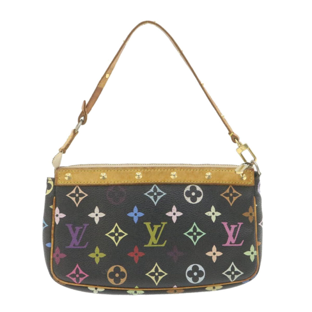 LOUIS VUITTON Multicolor Pochette Accessoires Pouch Black LV Auth am715g - Product Image 2