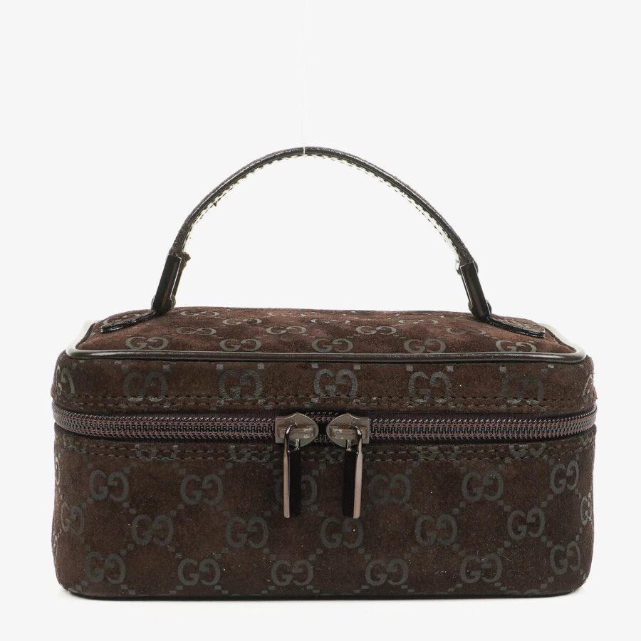 Gucci Brown Suede GG Vanity Bag | Studio Nafay