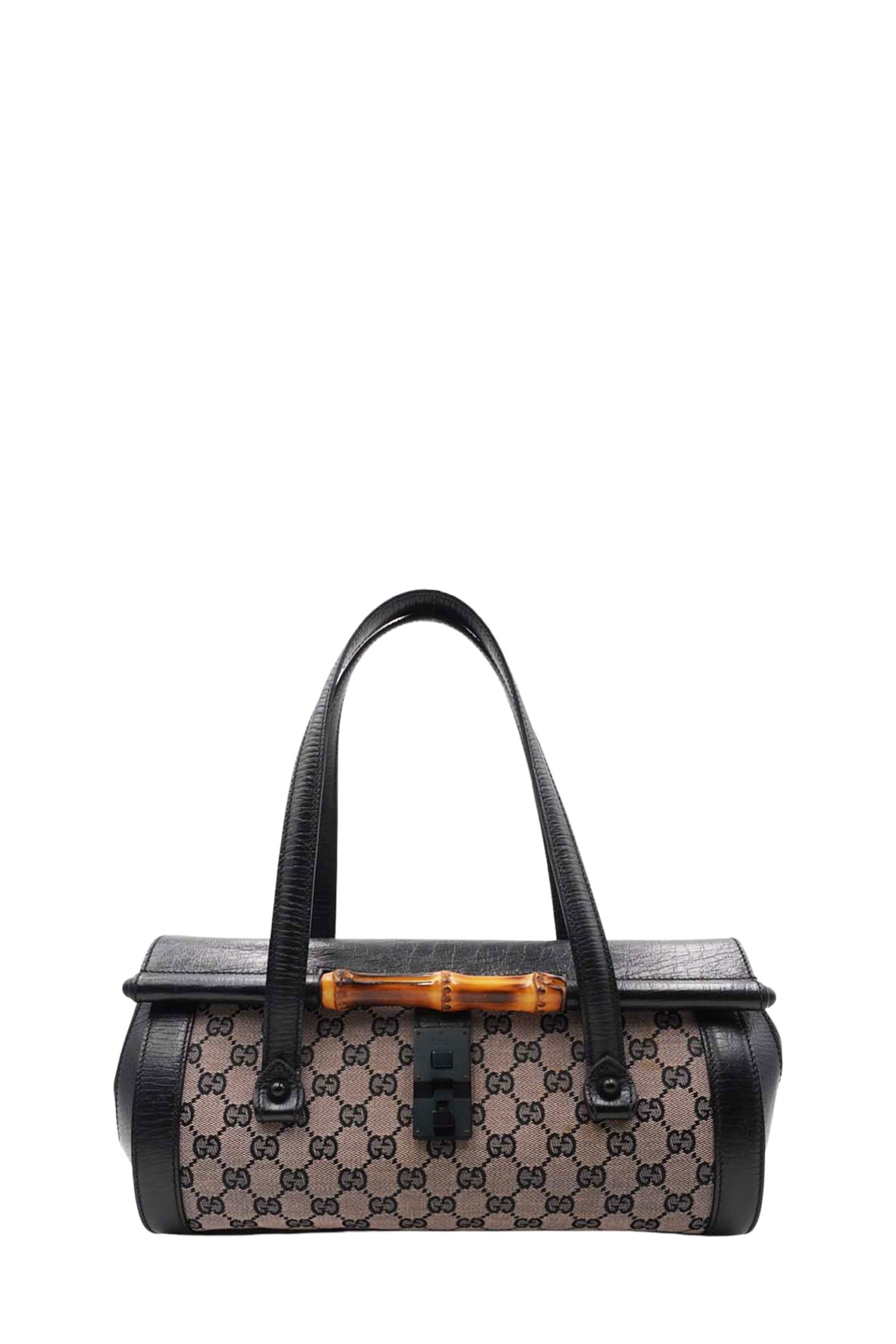 GG Canvas Bamboo Bullet Shoulder Bag Brown Black