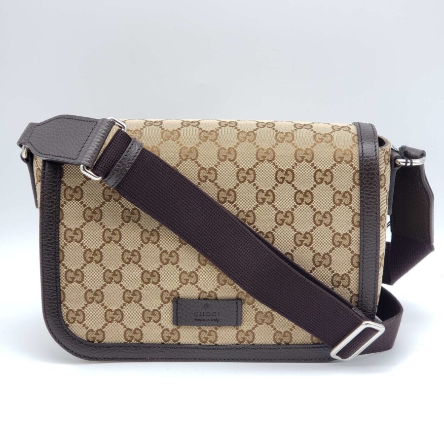 Gucci GG Canvas Leather Brown Messenger Shoulder Bag | Studio Nafay