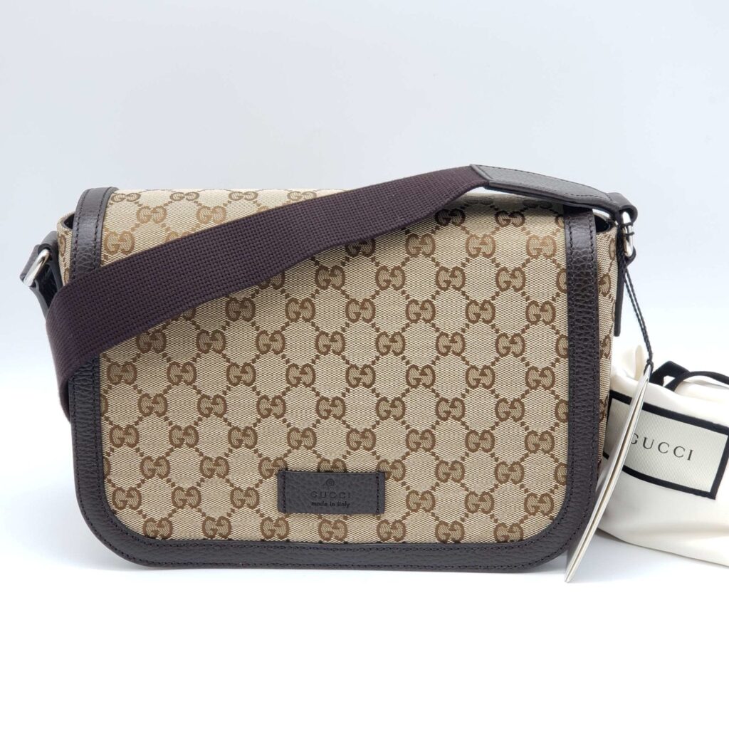 Gucci GG Canvas Leather Brown Messenger Shoulder Bag - Product Image 2