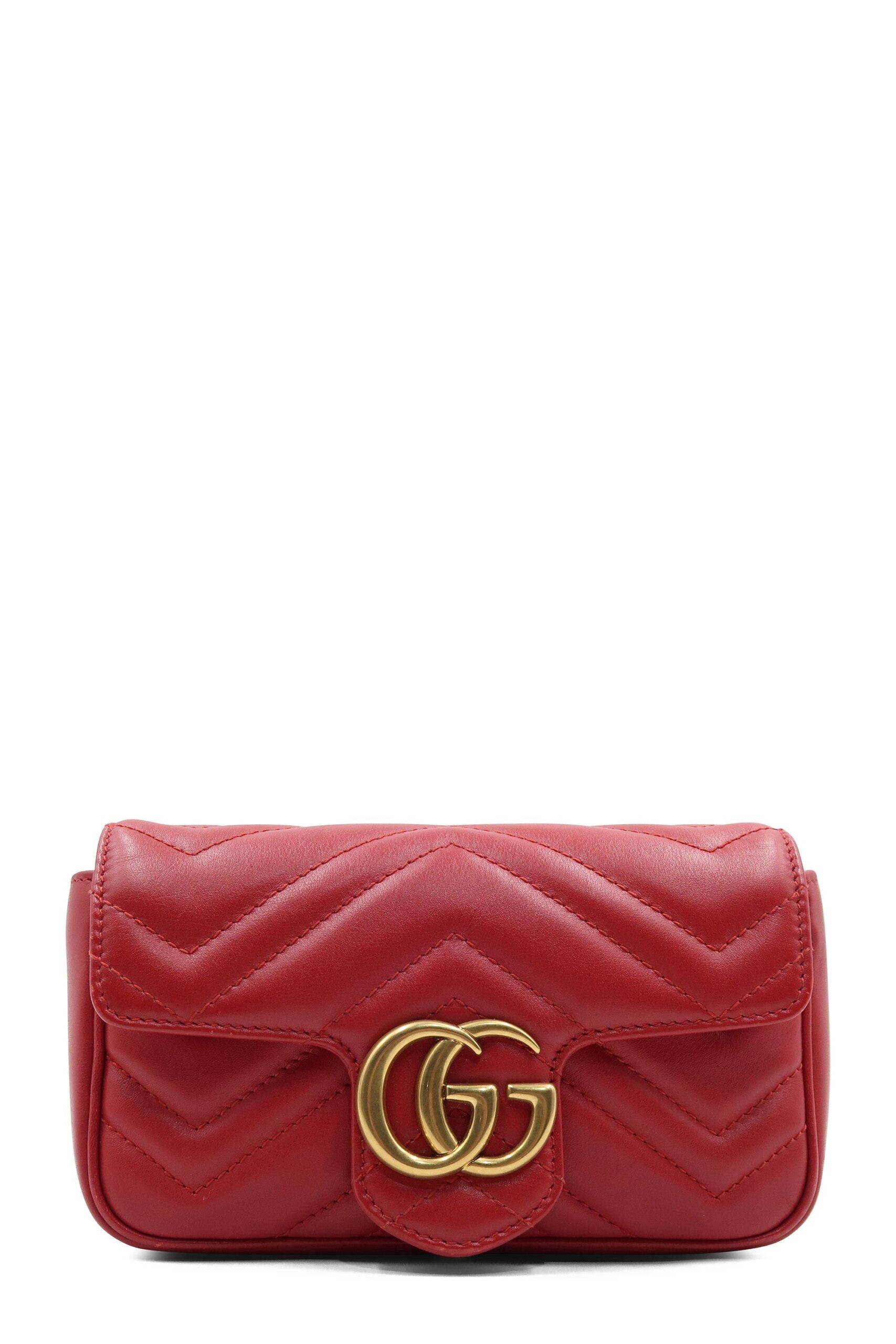 GG Marmont Super Mini Matelasse Bag Red Red
