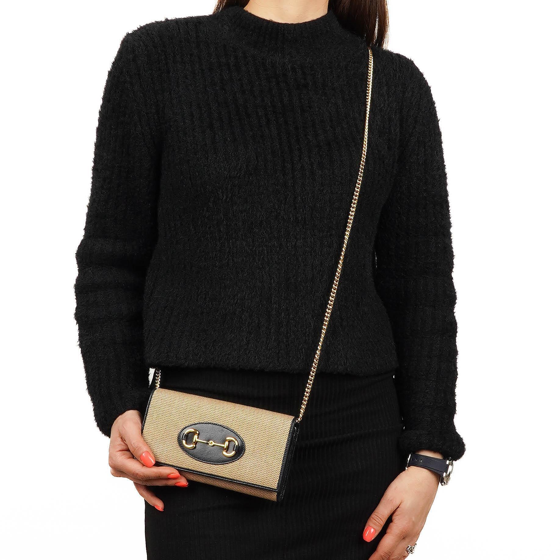 Gucci Horsebit Canvas Wallet on Chain