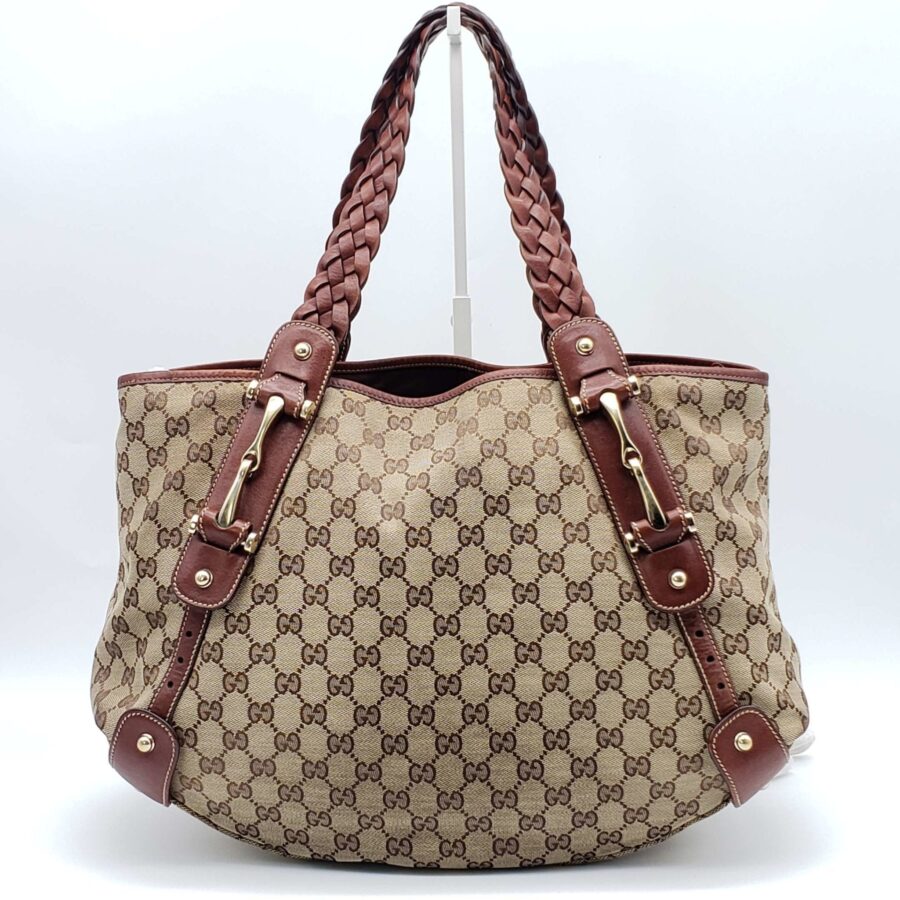 Gucci Leather and Canvas Brown Shoulder Bag | Studio Nafay