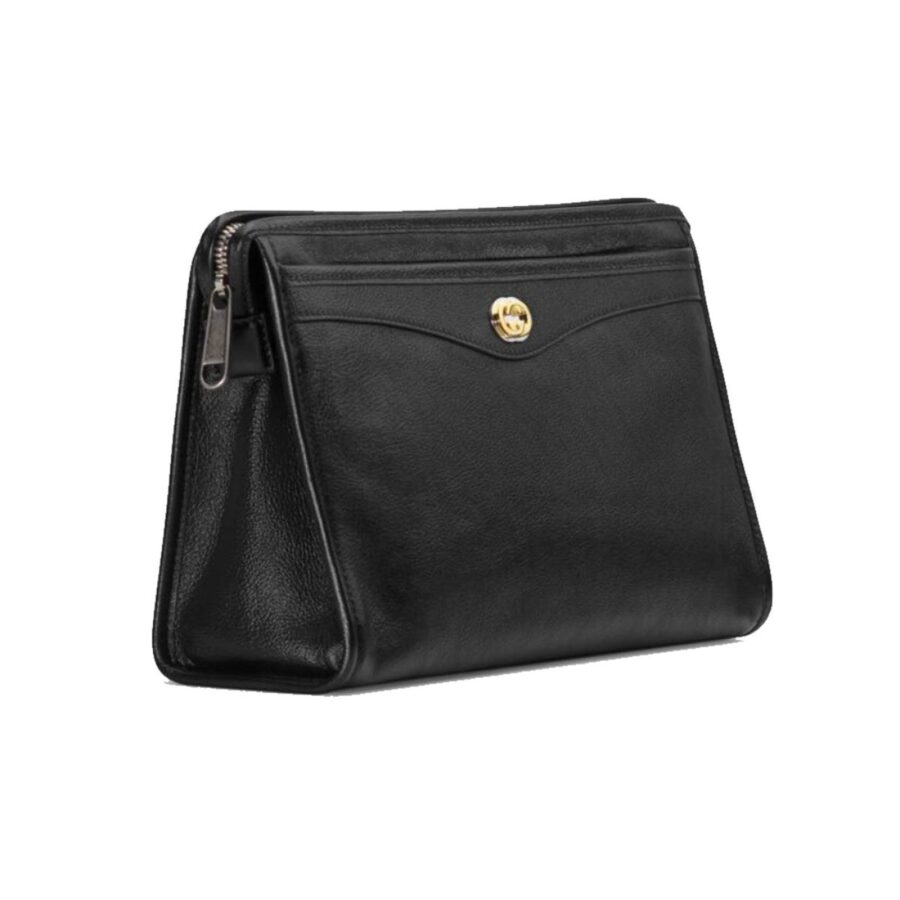 Gucci Morpheus Black Fluffy Calf Leather Cosmetic Pouch Bag | Studio Nafay