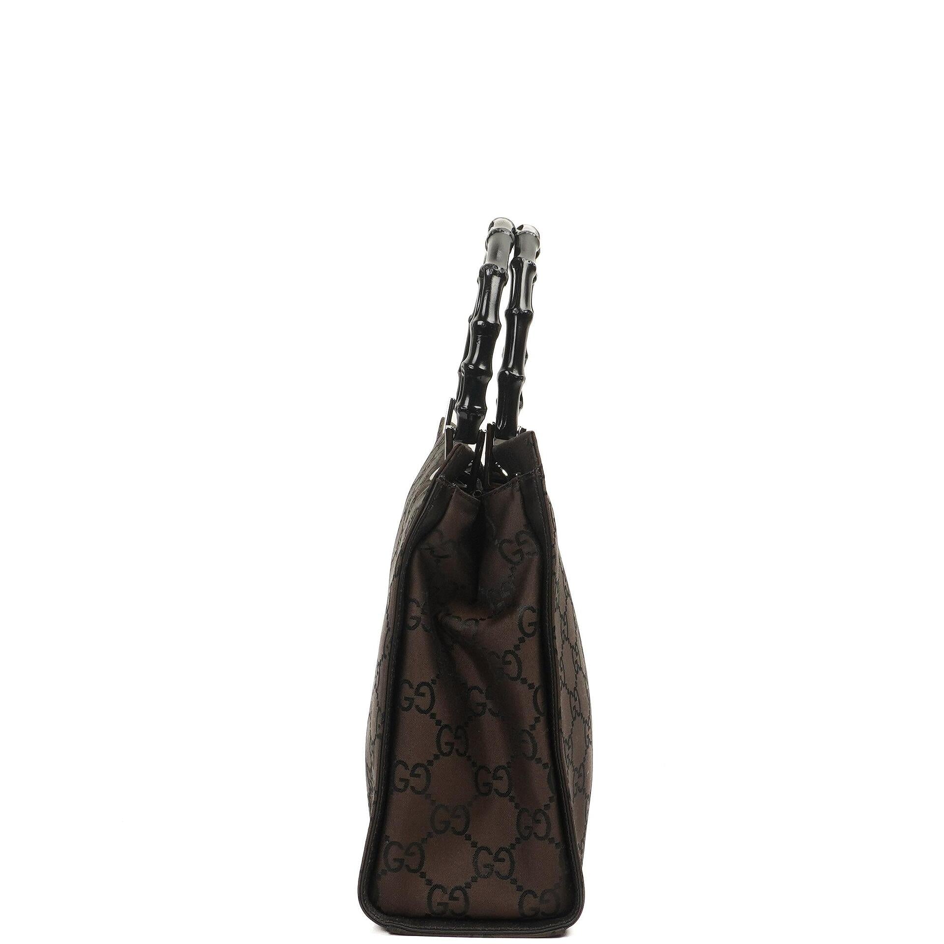 Gucci Bamboo Brown GG Canvas Tote Bag