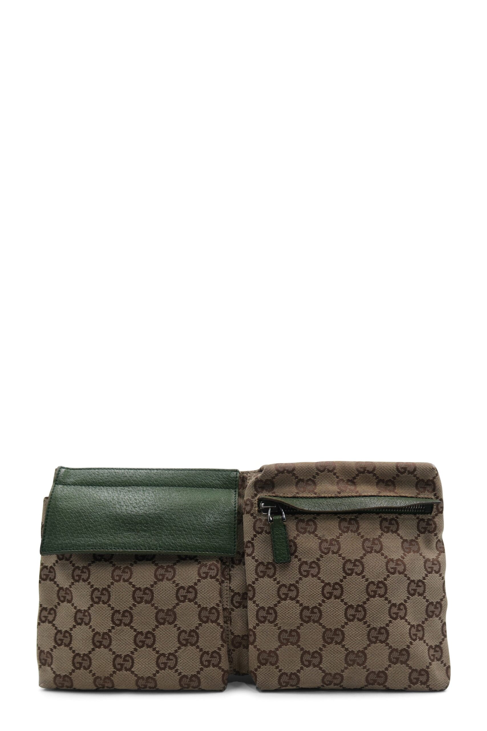 GG Canvas Web Belt Bag Brown Green