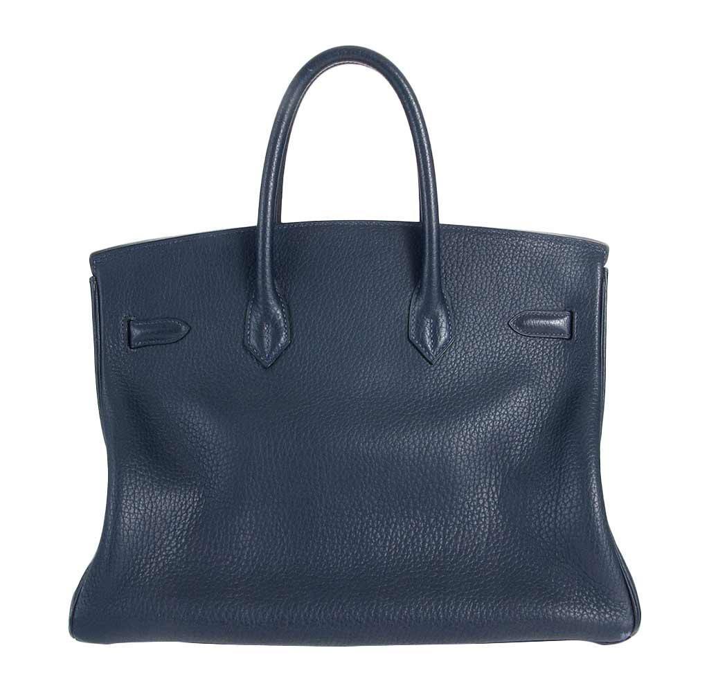 HermesBirkin 35 Navy Fjord Bag GHW